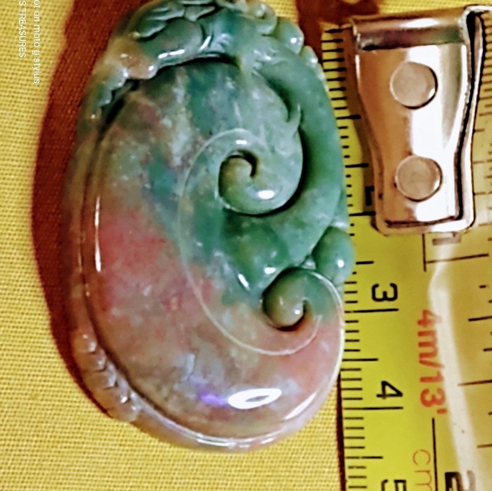 RUBY FUCHITE CARVED LIZARD *(HEAVY) NATURAL GEM.STERLING CHAIN.,PLS.*REA…